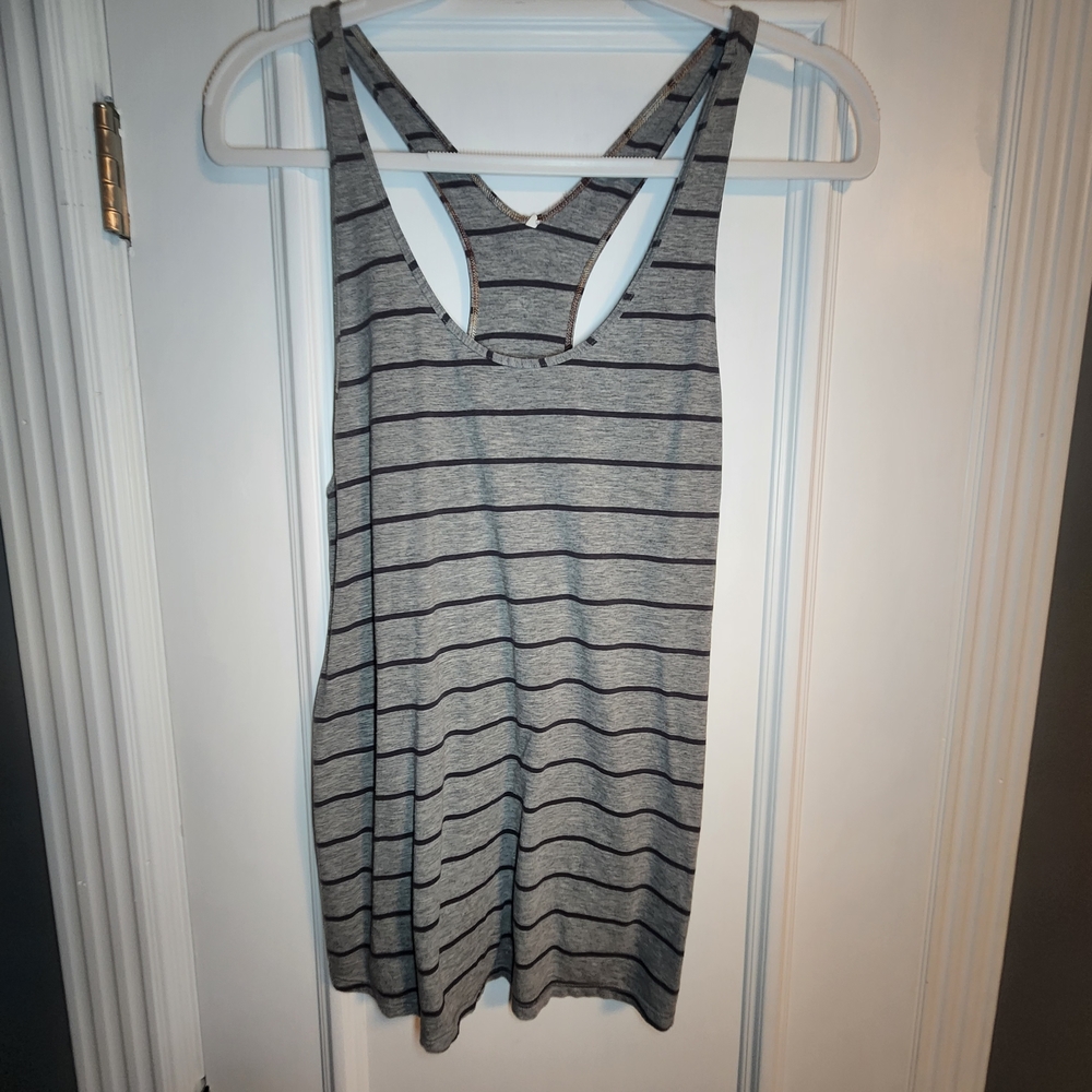 lululemon athletica Black and Gray Striped Tank Top